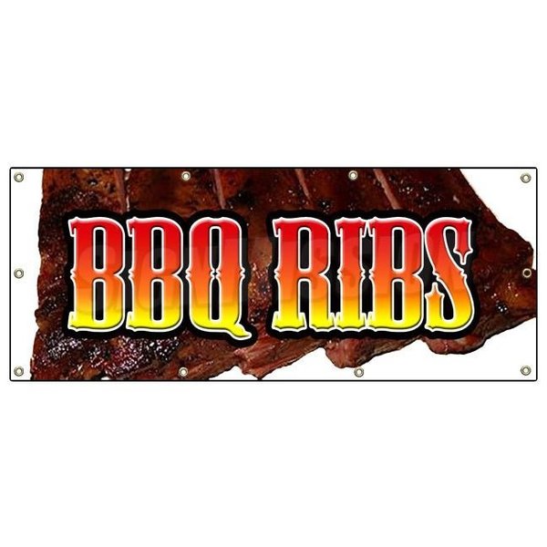 Signmission BBQ RIBS BANNER SIGN barbque bar-b-q bbq signs bar-b-que pork beef B-96 BBQ Ribs